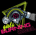 Pegatinas Girls burning wheel